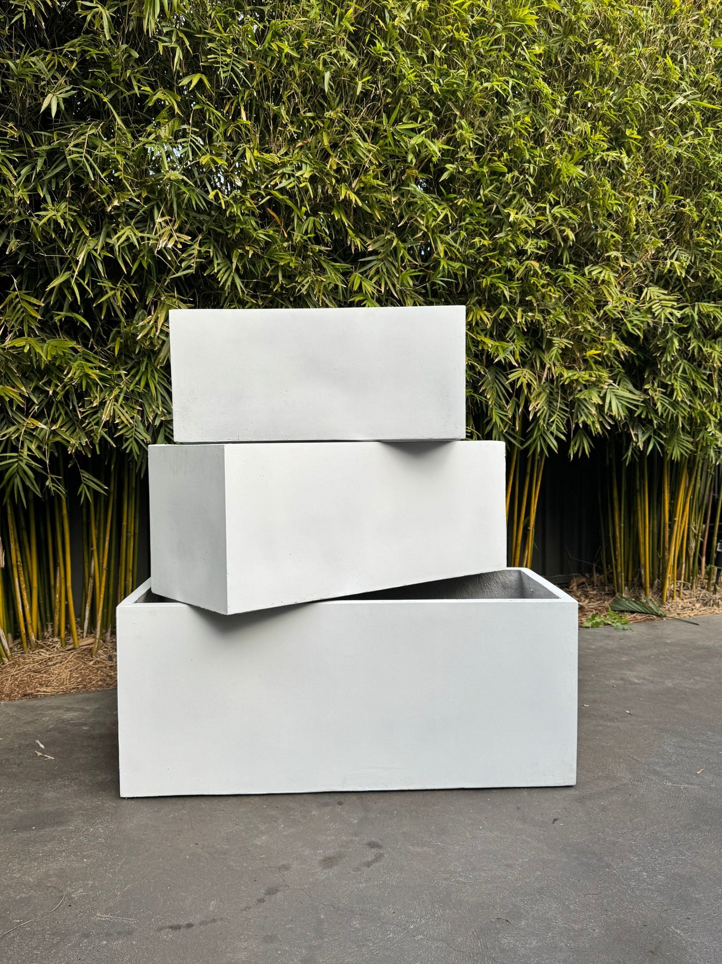 LT Series Rectangular Planter Trough – Raw Concrete Grey