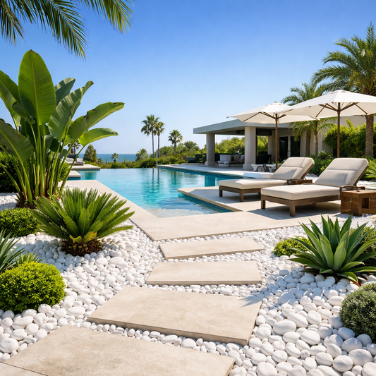 5 Ways to Use White Decorative Pebbles for a Luxury Resort-Inspired Landscape