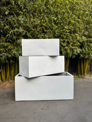 LT Series Rectangular Planter Trough – Raw Concrete Grey