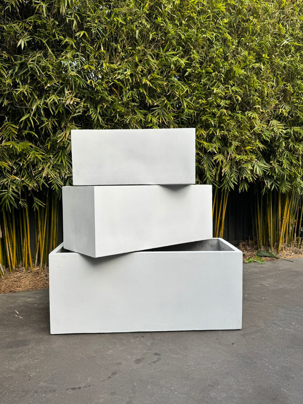 LT Series Rectangular Planter Trough – Raw Concrete Grey